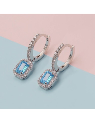 Kuyumcudukkani Topaz Renk Baget Sallantılı Halka Küpe-31262-W-BLU