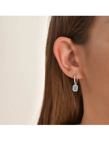 Kuyumcudukkani Topaz Renk Baget Sallantılı Halka Küpe-31262-W-BLU