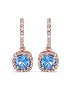 Kuyumcudukkani Kare Kesim Topaz Renk Sallantılı Halka Küpe-31263-R-BLU 2