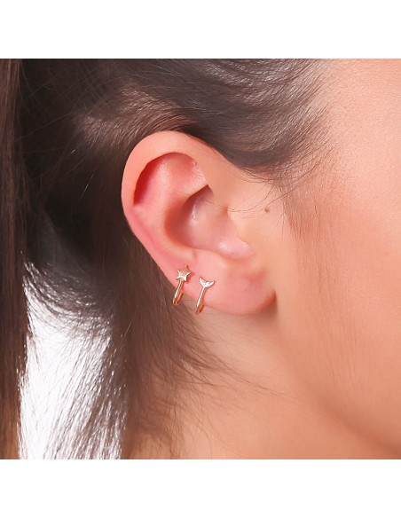 Kuyumcudukkani Ay yıldız Modelli Trend"Ear Cuff"Küpe-30061-R