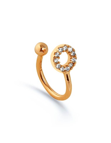 KuyumcudukkaniTaşlı Yuvarlak Modeli Rose Renk Trend"EarCuff"Küpe-30057-R-W