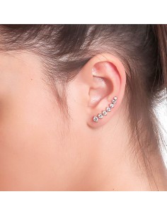 Kuyumcudukkani Sıra Taşlı Yeni Trend"Ear Cuff"Küpe-30066-R-W 2