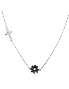 Kuyumcudukkani "Haçlı Yonca"Figürlü Kolye-37131-W-BLK