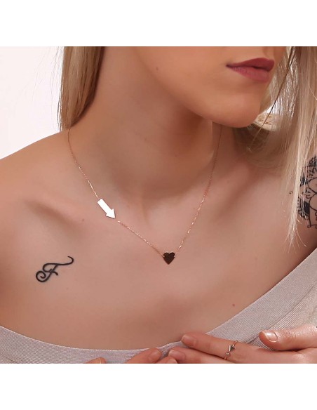 Kuyumcudukkani Zincirli"Ok ve Kalp"Figürlü Kolye-37120-W