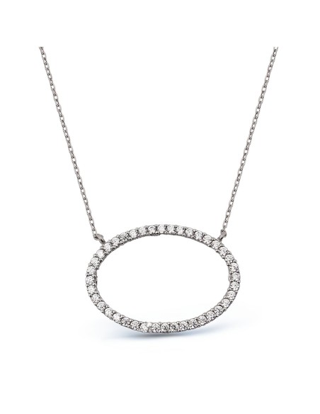 Kuyumcudukkani Zincirli"Taşlı Oval"Figürlü Kolye-37122-W-W