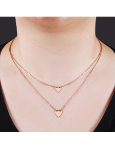 Kuyumcudukkani Yeni Trend Zincirli İkili Kalp Kolye-37281-R 2