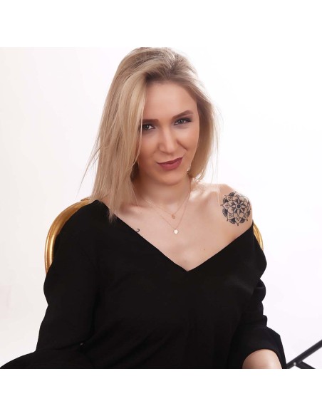 Kuyumcudukkani Yeni Trend Zincirli İkili Yuvarlak Kolye-37282-R