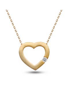 Kuyumcudukkani Yan Tektaş Zirkon Kalp Kolye-20231-G-W