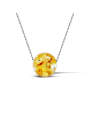 Kuyumcudukkani "Gold Kehribar"Doğal Renk Gümüş Kolye-20568-W-AMBER