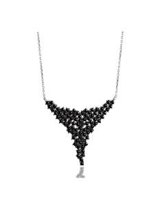 Kuyumcudukkani Siyah Zirkon Taşlı Motifli Kolye-20125-W-BLK