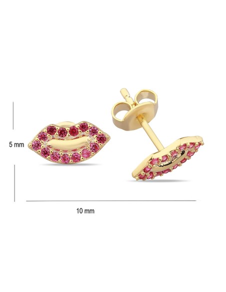 Kuyumcudukkani Kırmızı Taşlı Dudak Küpe-30080-G-RED