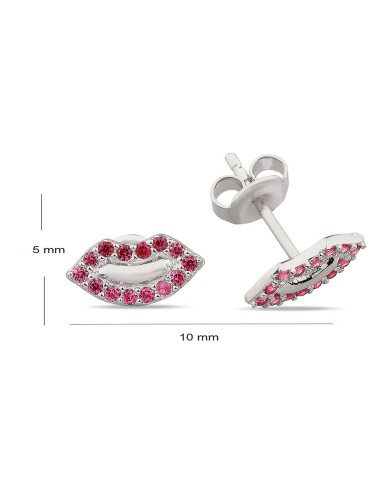 Kuyumcudukkani Kırmızı Taşlı Dudak Küpe-30080-W-RED