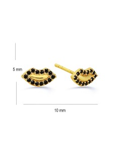 Kuyumcudukkani Siyah Taşlı Dudak Küpe-30080-G-BLK 2