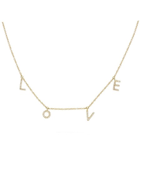 Kuyumcudukkani Zincirli"Taşlı Love Yazılı"Kolye -37306-G-W