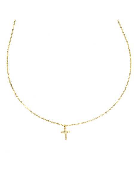 Kuyumcudukkani Zincirli"Mini Haç"Kolye -37310-G-W