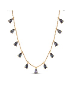 Kuyumcudukkani "Mistik Taşlı Sallantılı Trend"Kolye-37340-G-BLU