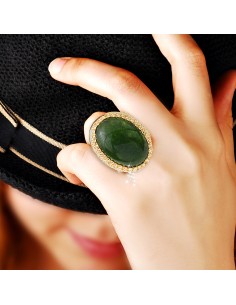 Special Design Authentic Silver Ring-10184-G-GRN