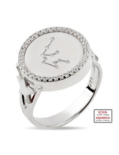 Kuyumcudukkanı ZirkonTaşlı"Kova Burcu"Yüzük-10433-W-AQUA