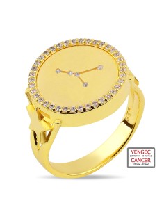 Zircon Stone-set Yengeç Burcu Ring-10433-G-CANCER