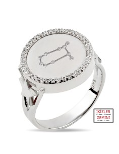 Kuyumcudukkanı ZirkonTaşlı"İkizler Burcu"Yüzük-10433-W-GEMINI
