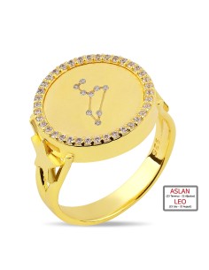 Kuyumcudukkanı ZirkonTaşlı"Aslan Burcu"Yüzük-10433-G-LEO