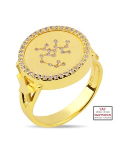 Zircon Stone-set Yay Burcu Ring-10433-G-SAGIT