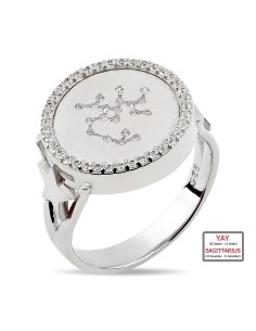 Zircon Stone-set Yay Burcu Ring-10433-W-SAGIT