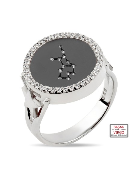 Kuyumcudukkanı ZirkonTaşlı"Başak Burcu"Yüzük-10433-BLK-VIRGO