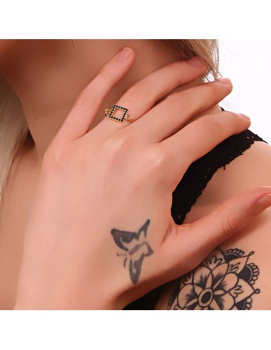 Kuyumcudukkani Elişi Kare Şekilli Taşlı Yüzük-10313-R-BLK