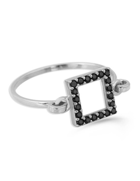 Kuyumcudukkani Elişi Kare Şekilli Taşlı Yüzük-10313-W-BLK