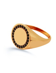 Küçük Parmak Yüzük (Signed Ring)Siyah Sıra Taşlı -10381-R-BLK