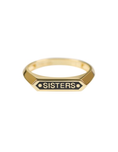 Siyah Renk Mineli "SISTER" Mesaj Yeni Trend Yüzük-10397-G-BLK-SISTER