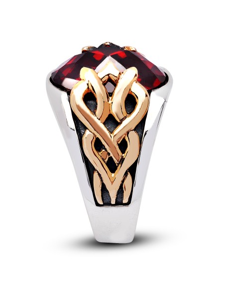 Kuyumcudukkanı Oval Taşlı Bronz Parçalı Elyapımı Gümüş Erkek Yüzük-60010-W-R