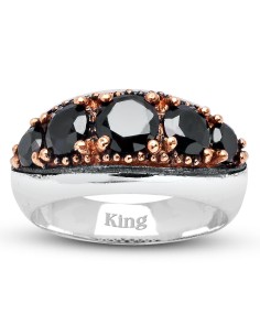 Kuyumcudukkanı Siyah Zirkon Taşlı Bronz Parçalı Elyapımı Gümüş Erkek Yüzük-60014-W-BLK