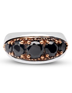 Kuyumcudukkanı Siyah Zirkon Taşlı Bronz Parçalı Elyapımı Gümüş Erkek Yüzük-60014-W-BLK 2
