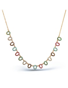 Kuyumcudukkani Multicolour Oval Parçalı Kolye-37116-R-M