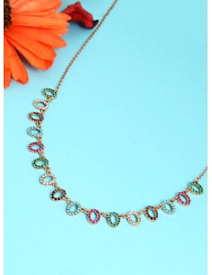 Kuyumcudukkani Multicolour Oval Parçalı Kolye-37116-R-M 2