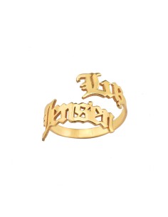 Kuyumcudukkani "OLD ENGLISH" Font 2 İsim Yazılı Yüzük-10902-G-OLD