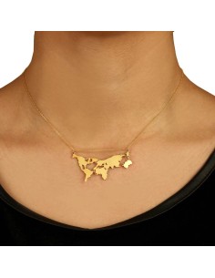 Kuyumcudukkani Dünya Haritası Kolyesi-35050-G 2