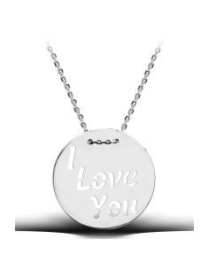 Kuyumcudukkani "I Love You"Yazılı Gümüş Madalyon Kolye-35177-W