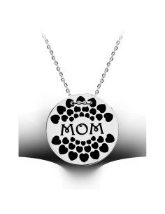 Kuyumcudukkani "Mom"Yazılı Gümüş Madalyon Kolye-35185-W