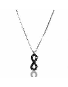 Kuyumcudukkani Siyah Zirkon Taşlı Sonsuzluk Kolye-20131-W-BLK