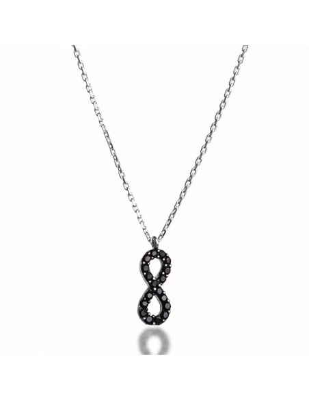 Kuyumcudukkani Siyah Zirkon Taşlı Sonsuzluk Kolye-20131-W-BLK