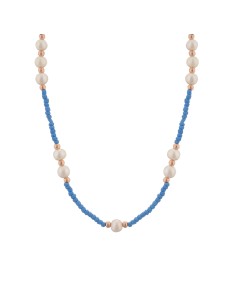 Kuyumcudukkani Mavi Boncuk Taşlı ve Hakiki İncili Trend Kolye-29239-R-BLU