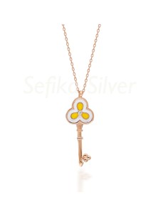 Kuyumcudukkani Beyaz Taşlı"Anahtar" Figürlü Kolye-20653-R-W