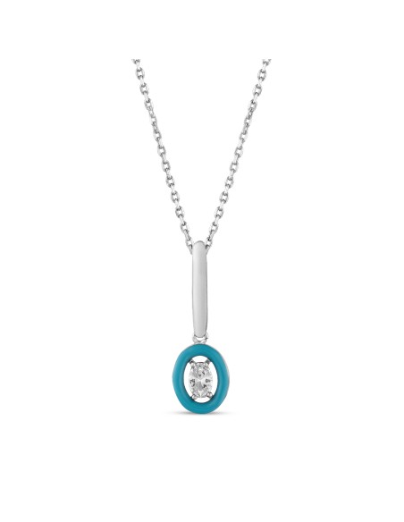 Kuyumcudukkani Mavi Mineli Oval Taşlı Kolye-37343-W-BLU