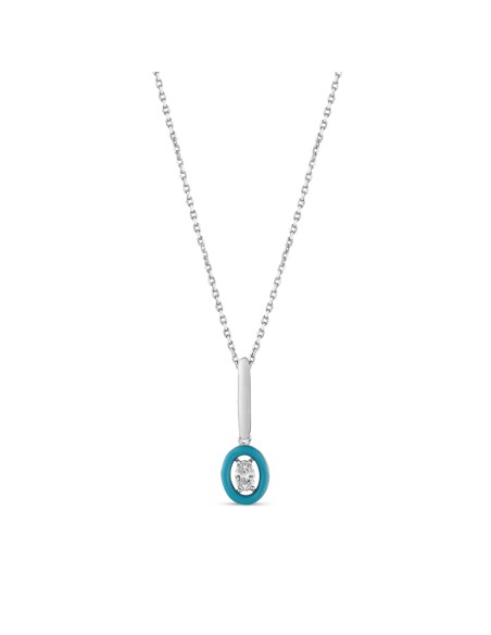 Kuyumcudukkani Mavi Mineli Oval Taşlı Kolye-37343-W-BLU