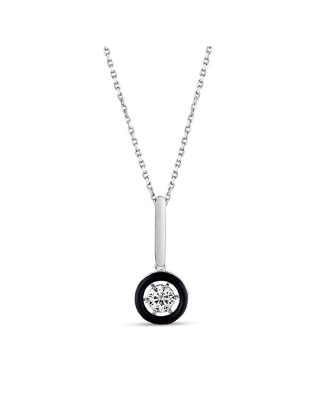 Kuyumcudukkani Siyah MineliYuvarlak Taşlı Kolye-37344-W-BLK