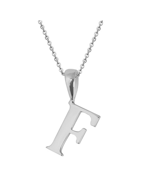 Kuyumcudukkani Zincirli Beyaz Altın Renk "F" Harfli Kolye