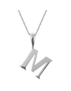 Kuyumcudukkani Zincirli Beyaz Altın Renk "M" Harfli Kolye